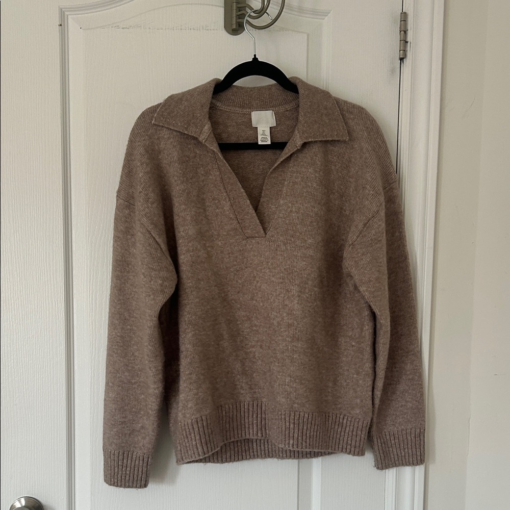 Brown collared knit sweater